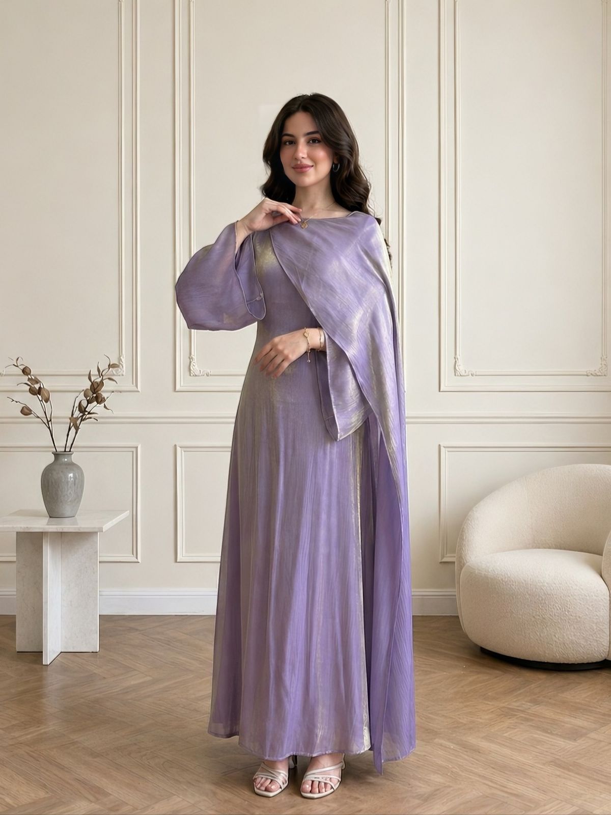 Elegant Slimming Solid Color Cape Sleeve Bodycon Dress for Women Cocktail Party Midi Dress Elegant Women's Clothing_ecoleips.com