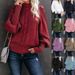 Women's Clothing Mid Neck Sweater Long Sleeved Knit Solid Color Loose Fit Winter Style_ecoleips.com