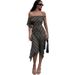 Summer Women's Slim Fit Elegant Off Shoulder Dress Asymmetrical Plaid Print Sexy Waist Cinching_ecoleips.com