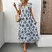 Women's Floral Print V-Neck Maxi Dress French Vacation Style Flowy A-Line Sundress for Summer_ecoleips.com