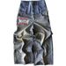 Women's Clothing Denim Wide Leg Pants Polar Black Big Boy Trendy New Embroidery Wear Resistant Straight Loose Celebrity Style_ecoleips.com