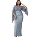 Verve Plus Size Elegant Sexy Sequin V-neck Long Sleeve Evening Party Bridesmaid Dress Women_ecoleips.com