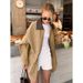 Vintage Khaki Flared Collar Trench Coat For Women, Autumn/Winter French-Inspired Design With Bold Color Contrast, Medium_ecoleips.com