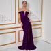 Women's Clothing Sequins Temperament Commuting Solid Color One Shoulder Dress Temperament Waist Sexy Banquet Evening Dress_ecoleips.com
