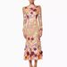 Women's Clothing Mesh Round Neck Long Sleeve Colorful Three Dimensional Flower Hip Fishtail Dress_ecoleips.com
