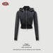 BE Women's Retro Detachable Hooded Sweatshirt Zipper Jacket Short Waist European American Style Autumn Clothing Lulu Theme_ecoleips.com