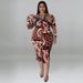 Plus Size Women's Long Dress Printed Multi Color Casual Sexy Shirt Long Sleeved_ecoleips.com
