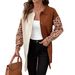 European And American Cross-border Knitted Sweater With Contrasting Leopard Print, Mid-length, Long-sleeved Coat_ecoleips.com