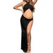 Women's Clothing Slim Pregnant Mopping Cross Collar Slit Sexy Hollow Navel Exposed Solid Color Slim Dress_ecoleips.com
