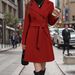 New Solid Color Lapel Thickened Lace-up Double-breasted Plus Long Women's Trench Coat_ecoleips.com