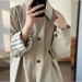 Women's Clothing Spring And Autumn New Style Splicing Workwear Simple Small Size Medium Long Coat_ecoleips.com