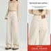 In-stock Three-needle Beige Spring-autumn High-waisted Straight Narrow-fit Women's Jeans With A Wide-leg Drape Effect,_ecoleips.com