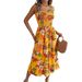 2026 Spring/Summer European And American Floral Tie-Waist Strap Vacation Beach Long Dress Independent Station_ecoleips.com