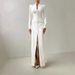 Women's Clothing Dress With Shoulder Pads And Decorative Skirt Fashion V Neck Slim High Waist Dress_ecoleips.com