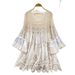 Women's Crochet Lace Knit Cover-Up Dress – Vintage Boho Style, Oversized Fit, Summer Beach & Casual Wear (Beige)_ecoleips.com