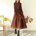 First-Line Brand Italian Original Export Clearance Women's Lace Floral Long Sleeve Cotton Linen Dress_ecoleips.com