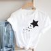 Popular European And American Style Floral Heart Pattern Base Shirt, White Letter Simple Print Short-sleeve Women's_ecoleips.com