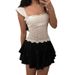 Youthful Sweet Gentle Jacquard Inner Top Bow Tie Fitted Camisole Side Zipper Women's Clothing Tops_ecoleips.com