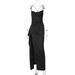 2025 Summer New Sexy Back Tie Split Evening Solid Color Strap Dress Wholesale_ecoleips.com