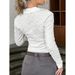 V-Neck Jacquard Women's Shirt, A Niche, Fashionable And High-End Top For Women In Spring And Summer_ecoleips.com