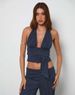 Women's Slim Fit Cropped Top Halter Neck Backless Casual Suit Solid Color Sexy European And American Style New 2025 Wholesale_ecoleips.com