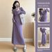 Autumn New Korean Fashion Flared Sleeve Long Knitted Maternity Dress_ecoleips.com