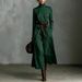 Stylish Turtleneck Long-sleeved Medium-length Dress With Contrasting Belt_ecoleips.com