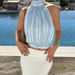Women's Backless Tank Top Trendy Spring 2026 Sexy Tie Waist Bandeau European American Style Polyester Regular Fit_ecoleips.com