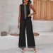 Women's Clothing New Loose Casual Sleeveless Round Neck Top Loose Straight Wide Leg Pants_ecoleips.com