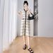 Summer New Korean Fashion V-neck Knitted Striped Maternity Dress_ecoleips.com