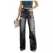 2022 Fall/Winter New Street Style Straight-Leg Pants Ripped Jeans For Women_ecoleips.com