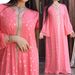 Boho Chic Pink Gold-Embroidered Maxi Dress – Floral Print Ethnic Tunic Dress For Women, Lightweight Polyester Blend, S-XXL_ecoleips.com