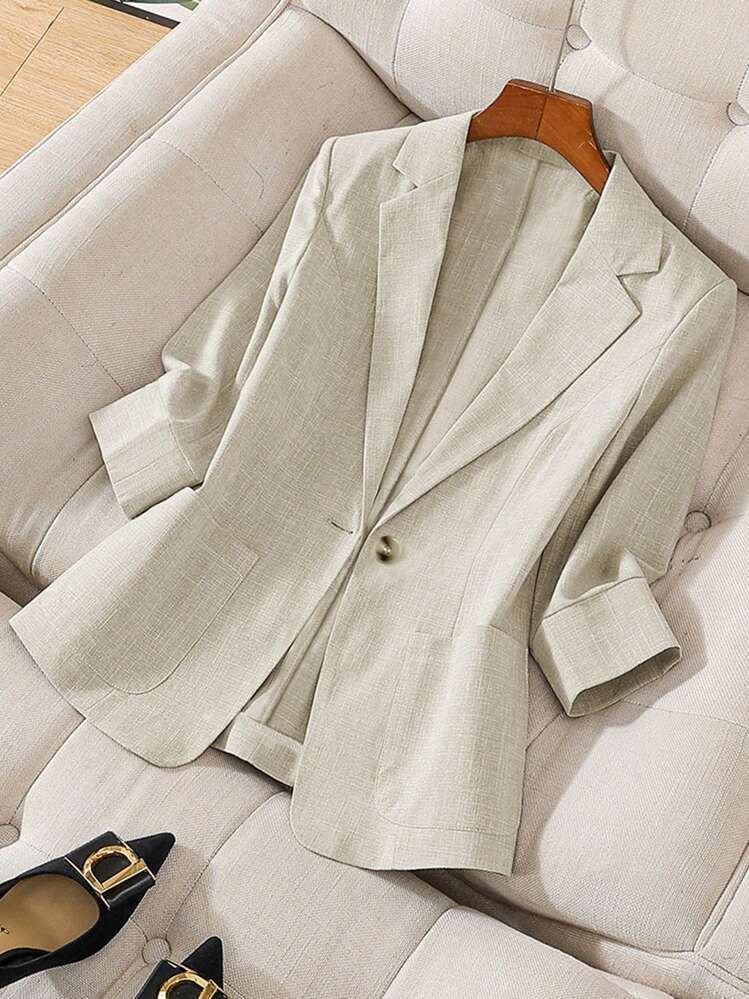 Women's Style Blazer – Oversized Slim-Fit Notch Lapel Jacket With Contrast Trim For Autumn_ecoleips.com