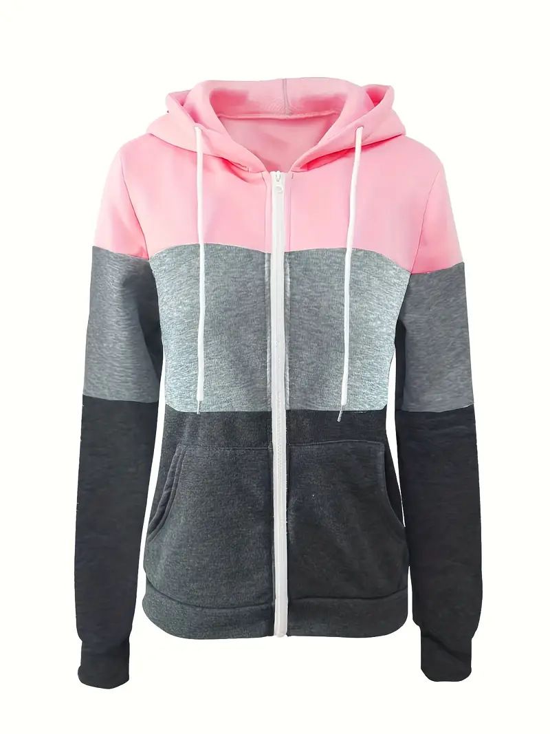 "Women's Zip-Up Hooded Jacket – Lightweight Long Sleeve Sporty Pullover With Side Pockets (S-XXL)"_ecoleips.com