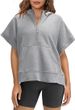 Women's Clothing Women's Oversized Half Zip Hoodie Short Sleeve Casual Sweatshirt Pullover Top With Pockets_ecoleips.com