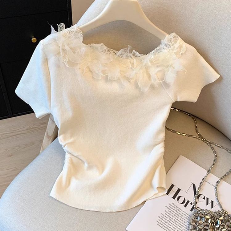 Women's Clothing Style Sweet 3D Floral Print Short Sleeve T-Shirt Women's Slim Fit Waist Cinching Summer Top Fashion_ecoleips.com