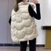 Women's Quilted Vest Jacket - Lightweight Padded Coat With V-Neck, Zip Front, And Polyester Shell For Autumn Winter Fashion_ecoleips.com