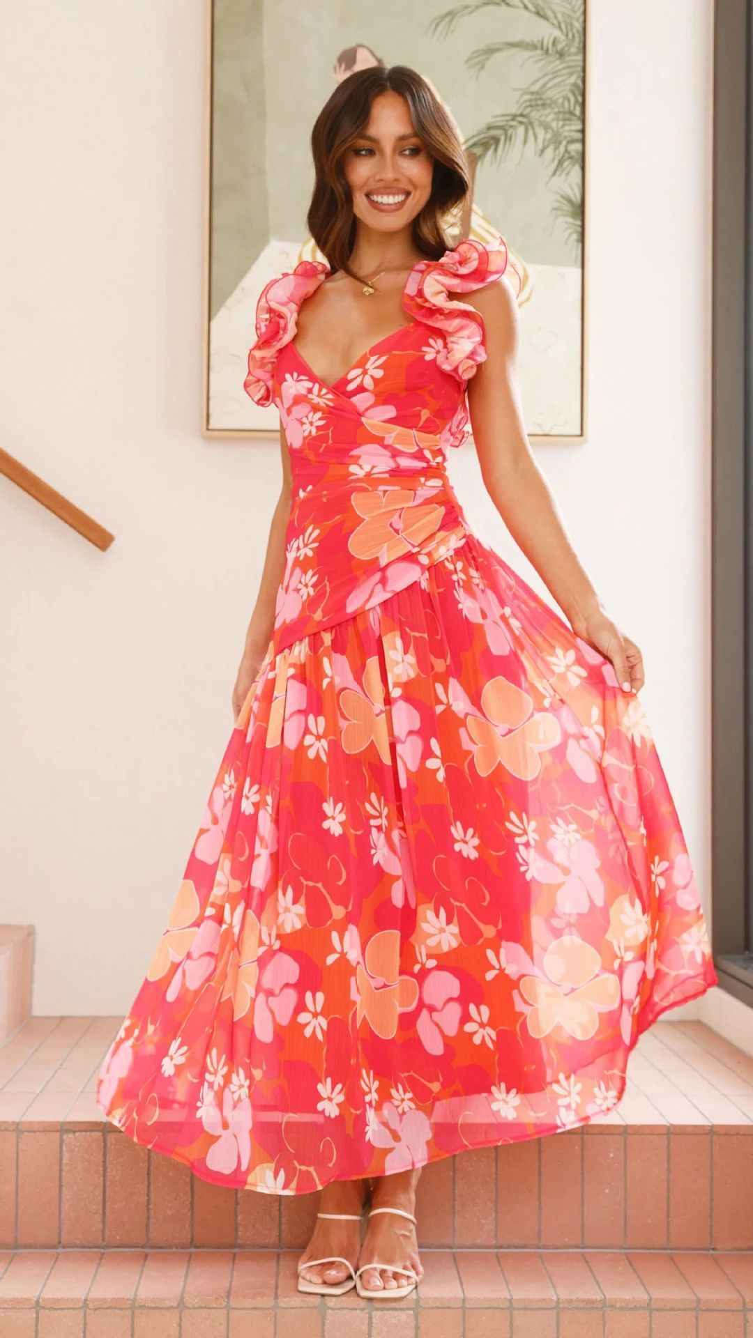 Women's Clothing Elegant V Neck Long Dress Summer Sexy Side Slit Pleats Backless Design Spring/Autumn Clothing_ecoleips.com