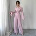 Women's Elegant Temperament Solid Color Jumpsuit Long Sleeved Flared Sleeve Wide Leg Spring Autumn American Style_ecoleips.com