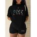 M3111P41 Code Cross-Border European And American Women's Clothing Independent Station T-Shirt Shorts Sports Set_ecoleips.com
