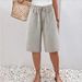 Women's Clothing Casual Polyester Shorts Solid Color Straight Style With Rope Details Suitable For Daily_ecoleips.com