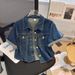 Short Sleeved Denim Shirt Jacket For Women In Summer Thin New Small Casual Loose Short Tops_ecoleips.com
