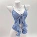 Women's Clothing New Fashion Sexy Hot Girl Lace Up Versatile Suspenders Irregular Hem Backless Striped Slim Top_ecoleips.com