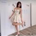 Cross-border Summer European And American Style Women's With Lace Trim, Sweet Print, Waist-cinching, Tie-up, Strapless,_ecoleips.com