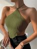 Women's Clothing Lace Up Halter Neck Knitted Vest Design Sweater Wrap Chest Top_ecoleips.com