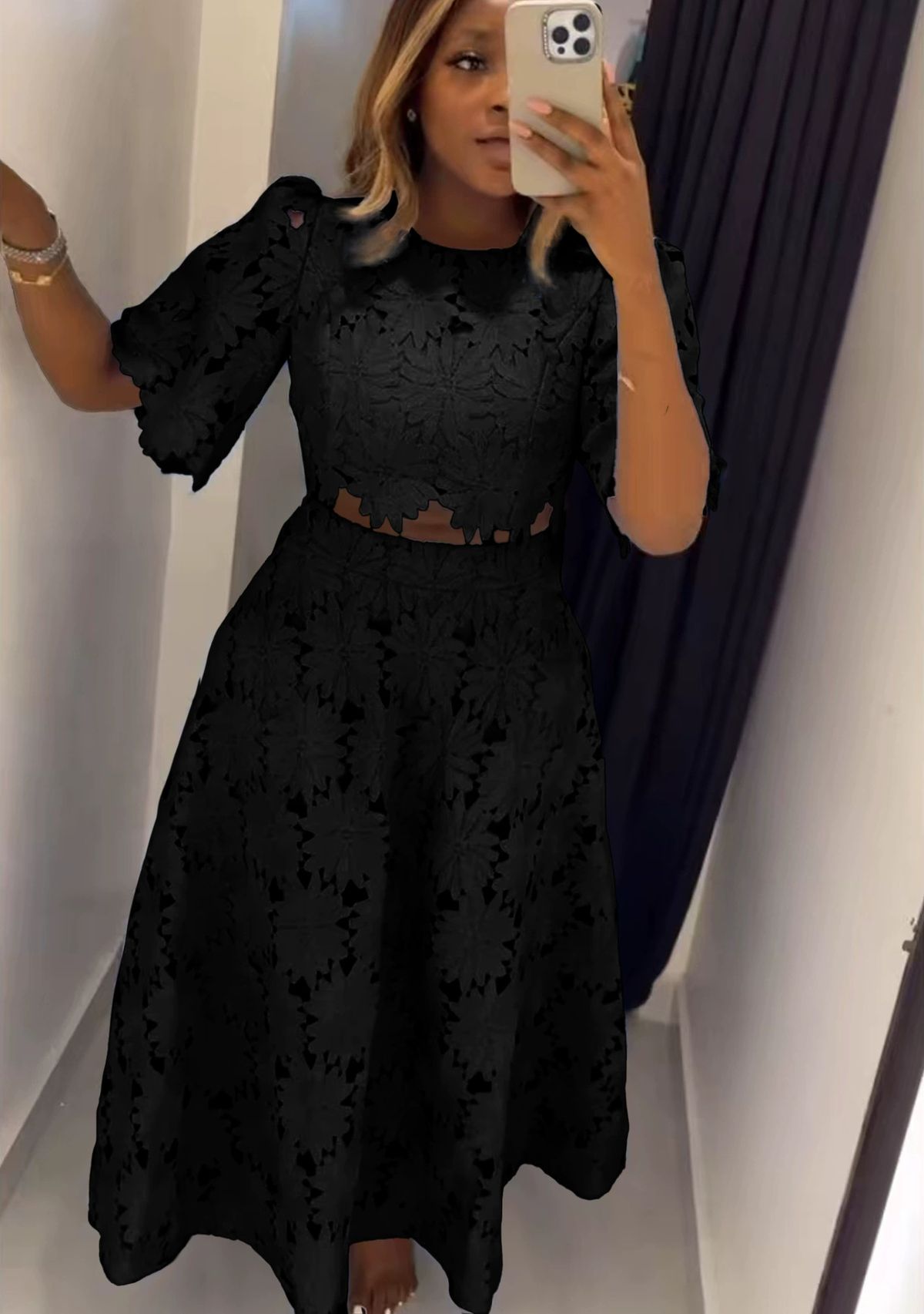 Inspired Lace Hollow Out Blouse & Skirt Set – Elegant Women's Two-Piece Outfit | Breathable Polyester | Summer Casual & Street Chic | S-3XL_ecoleips.com