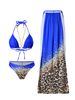 Women's Clothing Sexy Multi Color Chain Bikini Three Piece Set Printed Lace Swimsuit_ecoleips.com