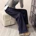 Plus Size Retro Dark Street Design Straight Leg Jeans For Women Autumn High Waist Draped Slimming Floor-Length Wide-Leg_ecoleips.com