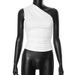 Women's Clothing New Solid Color One Shoulder Backless Pleated Vest Top T Shirt Female_ecoleips.com