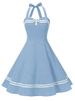 K Performance Outfit Hepburn Style Retro Backless Polka Dot Lace Up Neck Hanging Big Swing Dress_ecoleips.com